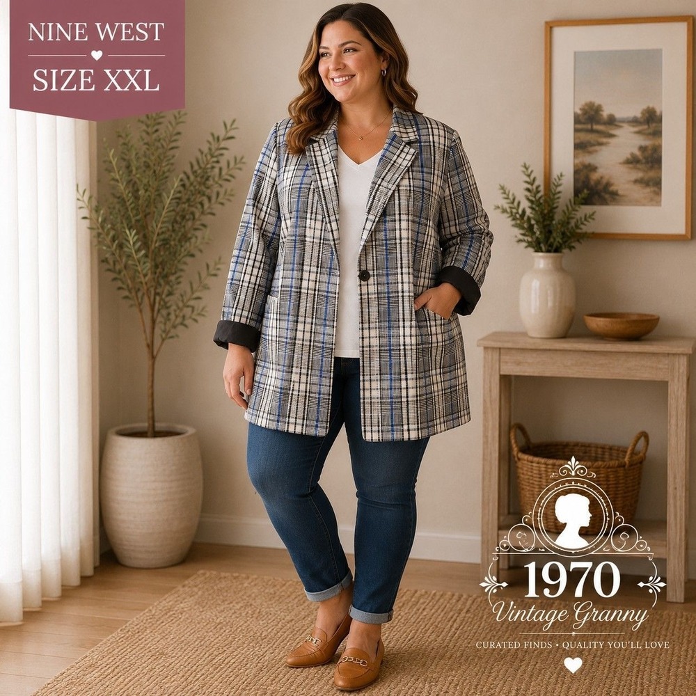 #36, Nine West Plaid Blazer, Size XXL